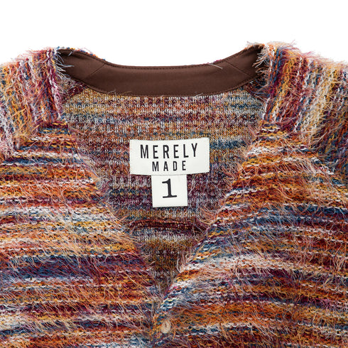 Merely Made Stripe Rainbow Mohair Cardigan Rainbow Burgundy 24FMLKN265CG Degli Uberti